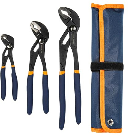 MANUFORE Water Pump Pliers, 7/10/12 Inch Quick Release Groove Joint Pliers with V-Jaw, for Griping Pipes, Rods, Shafts