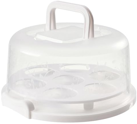Genérico Recipiente Tartas - Contenedor De Pastel Transparente Con Tapa, Asa Y 7 Ranuras- Portátil Recipiente Para Conservar Y Transportar Tartas Cupcakes