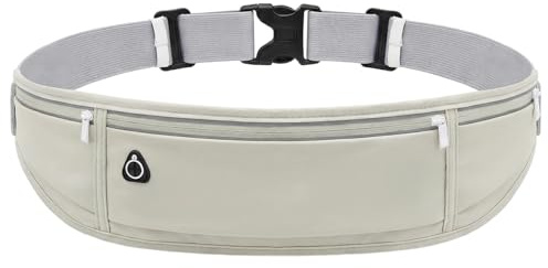 OYIWINMI Ceinture de course pour téléphone portable, sac de course pour femme, avec 3 poches, ceinture de course, gris, Universelle, sport