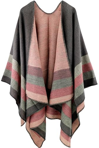 Women Shawl Wraps Open Front Poncho Reversible Oversized Blanket Cardigan