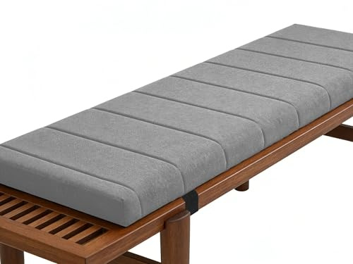 moismk Cojin para Banco Madera 100x40 80x40 80x35 90x50 con Cremallera, Antideslizante Zapatero Cojines de Asiento de Silla Larga para Interiores y Exteriores(Gris,60x35x5cm)