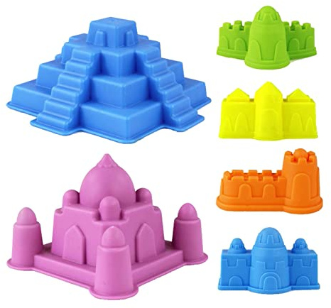 Pocoiau 6 Pieces Sand Molds Beach Toys Kit Essentials for Kids Equipment Snow Birthday Gift Option for Kids Set Mold