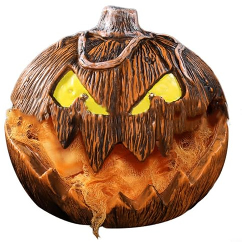 NINMORTH Halloween Animatronic Spaventosa zucca ornamentale, testa di sollevamento a controllo vocale con effetti luminosi per esterni cortile e decorazione da tavolo