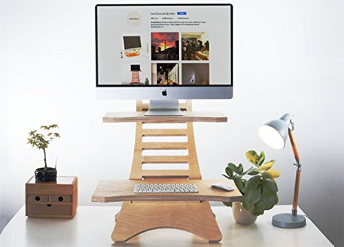 HumbleWorks. Stan-2 Standing desk for laptop and desktops. This wooden & height adjustable Ergonomic standing desk converter holds laptops & desktops upto 27 with total weight 10kg