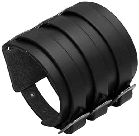 MILAKOO Bracciale di pelle a fascia larga con borchie metalliche unisex nero con borchie di metallo in stile motociclista punk rock largo cinturino fascia regolabile e Lega black