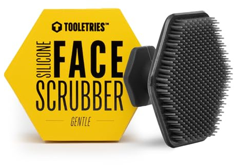 TOOLETRIES Men's Face Scrubber - Premium Silicone Facial Cleansing Brush, Gentle Exfoliator Pad & Soft-Touch Massager - Removes Dead & Dry Skin - Long Lasting Shower Accessories - Charcoal