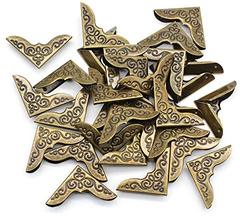 Dylan-EU 40 Stück Vintage Eckenschutz 30x30mm Retro Messing-Ecken zum Schutz und Dekorieren von Büchern, Scrapbooking, Alben, Menüordnern - Bronze