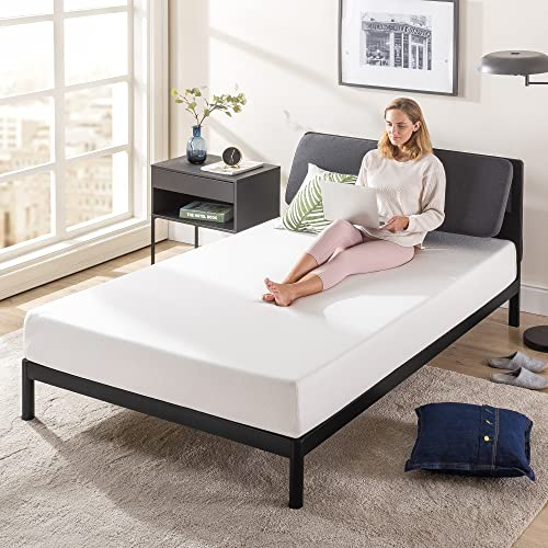 Zinus Avery 25 cm Telaio del letto a piattaforma con testiera reclinabile, Testiera imbottita regolabile con altezza personalizzabile, Facile da montare, 120 x 190 cm, Grigio scuro