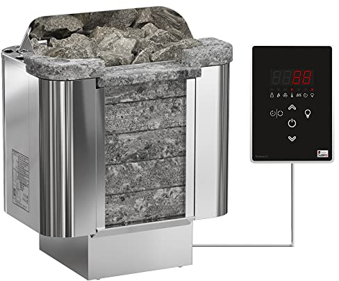 Sawo Cumulus Ni2 Poêle pour sauna électrique 4,5 kW 230 V/400 V avec panneau de commande Saunova et 20 kg de pierres pour sauna