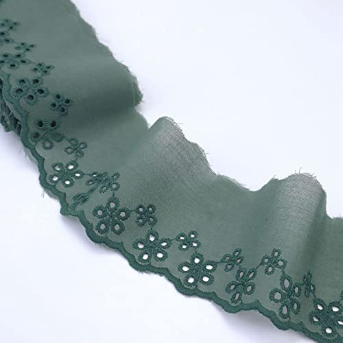 Eyelet Lace Trim 5 Yards Light Green Cotton Lace Ribbon Embroidery Scalloped Lace for Sewing, Baby Clothes, Pets Clothes