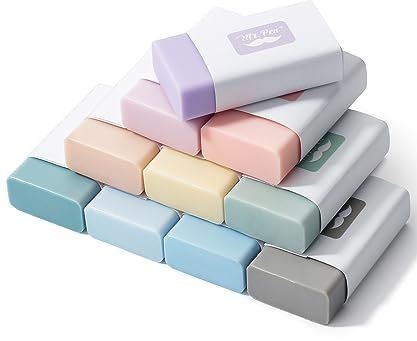 Mr. Pen- Pencil Eraser, 10 Pack, Morandi Colors | Large Latex Free Block Erasers for School, Office, Art Sketching, Homework, Exams, Clean Smudge-Free Correction