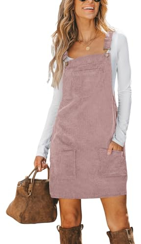 CUPSHE Damen Latzrock Quadratischer Ausschnitt Taschen Cord Latzkleid Overallkleid Freizeitkleider Corduroy Mini Overall Dress Helles Violett M