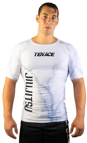 Tenace T-shirt Compressione Jiu Jitsu - Training MMA, BJJ, Grappling Rashguard…, bianco, XL