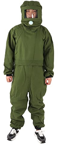 Asixxsix Tuta per Sabbiatura Design Trasparente per Schermi Protettivi Indumenti Protettivi Antipolvere Tuta di Protezione Lavoro Antispruzzo per Ghisa Costruzione Navale(Verde Militare)