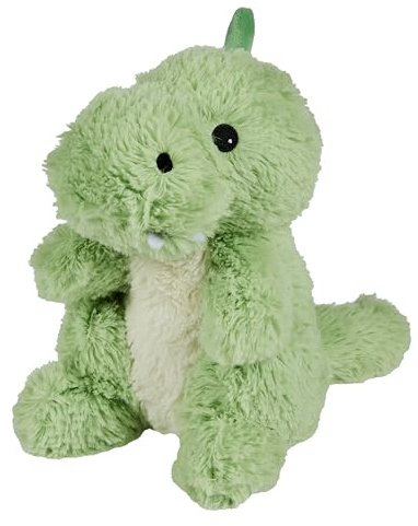 Warmies Green Baby Dino Heat Pad, Microwavable Weighted Teddy, Fully Heatable Heat Pad with French Levender Scent, Teddy Bear for Anxiety and Relaxation, Junior Size