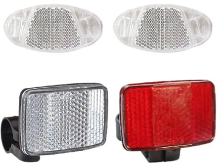 NXPWRC 2 Pieces Of Reflective Tail Lights With 2 Pieces Of Reflective Sheets, Plastic Reflectors, Night Warning Tail Lights, Safety Reflective Tail Lights, Suitable For Bicycles And Mountain Bikes