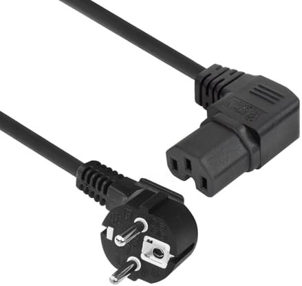 Act Cable de alimentación CEE7/7 a C15 (En ángulo a la Derecha), 1m CEE 7/7 Cable de alimentación a Toma de Aparato Caliente C15, Cable de alimentación Negro- AK5348
