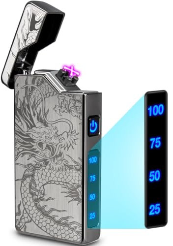 Christmas Stocking Fillers Gifts for Men Him Boyfriend, Electric Arc Plasma Lighter Portable, Rechargeable USB Lighter Windproof and Flameless for Outdoor Camping Hiking, Cool Dragon Lighters for Dad