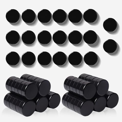 QOJOPU Fridge Magnets, 80PCS Black Small Round Cute Heavy Duty Magnets, Decorative Round Strong Mini Refrigerator Magnets for Whiteboard, Fridge, Locker, Kitchen, Craft, Map, School, Office, Classroom