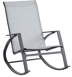 Rebecca Mobili Sillón mecedora, silla basculante de jardín, antracita gris claro, acero poliéster, estilo moderno, para exterior o casa – Medidas HxLxP: 94 x 104 x 60 cm – Art. RE7190