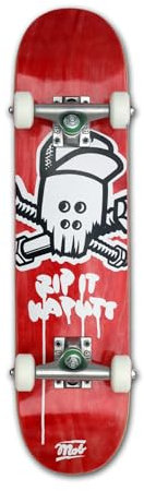 Mob Skateboard Skull Micro 6.5 Complete - Komplettboard 26.81 x 6.5 Zoll - Holzboard aus 7 Schichten Ahornholz - fertig montiert - Einsteiger Skateboard für Kinder - Rip It Kaputt - Rot