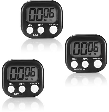 Auauraintt 3 unidades de temporizador digital para huevos de corta duración, temporizador digital, con soporte plegable y pantalla, temporizador digital para cocina, escuela, deportes, temporizador de