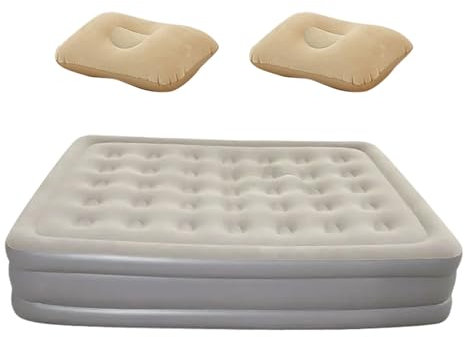 Nubamzy Colchón inflable de aire para camping, cama doble con bomba integrada, almohadilla de dormir plegable portátil para senderismo