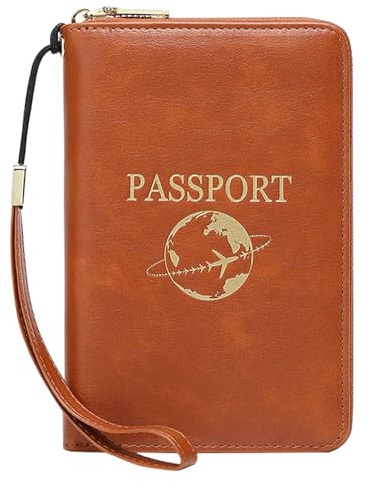 Custodia per passaporto, tasca in PU portatile multi-tasche, porta documenti e copertina per carte di credito | per documenti di carta d'imbarco denaro banconota uomini donne famiglia vacanze viaggio