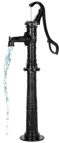 VEVOR Well Hand Pitcher Pump, 20 ft Max Lift, Antique Cast Iron Manual Hand Water Pump with Heightening Base, NPT 1-1/4 in Connection, Easy Installation, for Outdoor Garden, Pond, Yard, Farm, Black