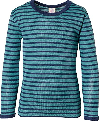 Canottiera per bambini a maniche lunghe, in seta di lana, taglia 92 – 176, 6 colori Ghiaccio/blu marino 24 mesi