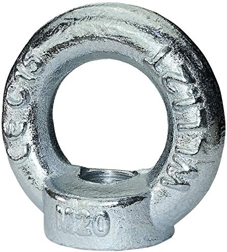 AERZETIX - C45445 - Écrou annulaire - anneau/bague/de levage à oeil M20 - en acier zingué - filetage femelle - oeillet de grue - bricolage - couleur argent