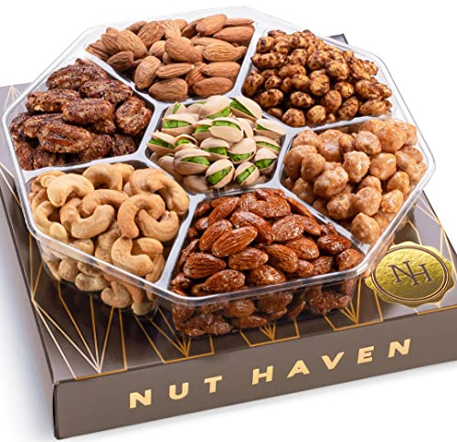 Holiday Nuts Gift Basket - Assortment of Sweet & Roasted Salted Gourmet Nuts - Food Gift Box for Him, Husband, Christmas, Fathers Day, Mothers Day, Sympathy, Family, Men & Women