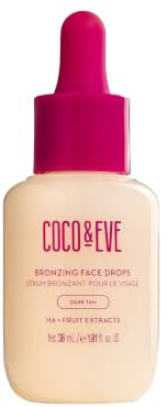 Coco & Eve Sunny Honey - Bronceador facial en gotas - Hidratante con ácido hialurónico - Sérum de bronceado gradual y natural - Para estar moreno sin exponerse al sol - 30ml (Oscuro)
