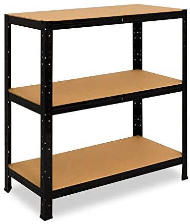 shelfplaza Scaffalatura nera per carichi pesanti, 90 x 120 x 30 cm, con 3 ripiani da 175 kg Nero