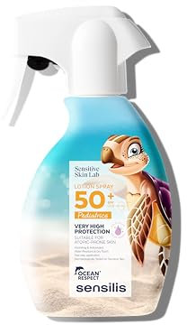 Sensilis Lotion Spray SPF50+ Pediatrics, fotoprotettore per bambini, lenitivo e idratante, con allantoina e vitamina E, per pelle atopica 200 ml