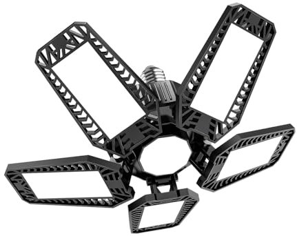 TASINUO Éclairage LED Garage 160W 1 Pièce, E27 Eclairage Atelier Déformable à 5+1 Panneau Ajustables Lampe Garage 16000LM Plafonnier LED pour Garage, Sous sol, Cuisine, Atelier, Bureau, Magasin