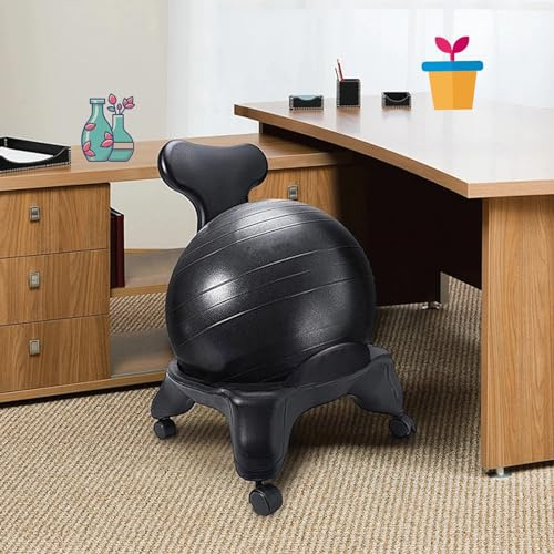 Chaise Ballon Chaise Boule Noire pour La Maison pour Adultes et Enfants, Chaise Ergonomique de Boule de Yoga D'alignement de Colonne Vertébrale, Balles de Fitness Stables pour La Grossesse