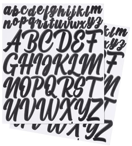 PATIKIL Autocollants en Lettres Vinyle, 10 Feuilles de Lettres Majuscules de 1 Pouce et 2 Pouces autocollantes pour Décoration de Boîte aux Lettres, Bricolage, Panneaux Extérieurs, Noir