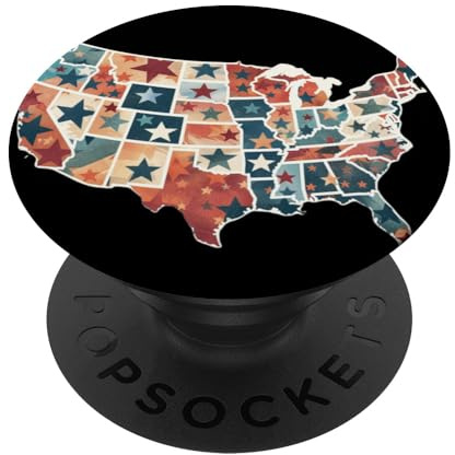 Vintage USA Map with Stars Patriotic PopSockets Standard PopGrip