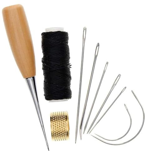Yurhuit 1 Set Ago da Cucito Punteruolo Accessori per Cucito Artigianale nel Pelle Punteruolo per Cucitura Cucito Strumenti per la Riparazione di Scarpe nel Pelle Cucito Artigianale