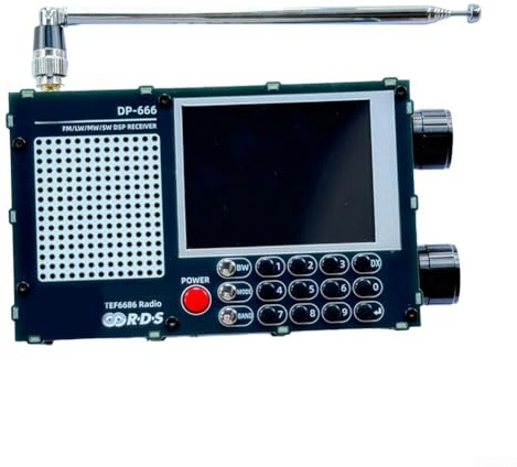 RANRAO DP-666 TEF6686 Bärbar Digital Radio, Fullbandsmottagare med Hög Känslighet FM AM FM RDS Kortvågsradio, Inbyggt 5 000 mAH-batteri (Svart)
