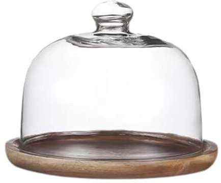 LOVIVER Alzata per Torta in Legno con Coperchio, Vassoio per Esposizione di Frutta e Dolci, Vassoio da Portata, Porta Torta per Feste, Matrimoni, Dessert, Coperchio da 13 Cm