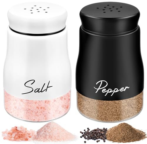 MINISOISO Salz und Pfefferstreuer Set, 2 Stück 120ml Glasboden Salzstreuer Klein, Salz Pfefferstreuer mit Edelstahl Deckel, Gewürzstreuer Küchenzubehör für Küche, Restaurant, Wohnmobil, BBQ