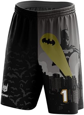 Ataviko Pantaloncino Bat Dark Knight Pipistrello Beach Volley Mare, Gym Palestra, Passeggio, Gioco e Tempo Libero, Sport Estivi (IT, Testo, M, Regular, Regular, Nero/Grigio)