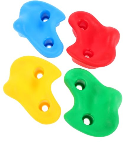 SOPOTUTU Prises d'escalade Installation Facile en Plastique et Métal Ensemble de 4 pour Garçon et Filles pour Mur d'escalade Intérieur et Extérieur, pour Aire de Jeux et Jardin