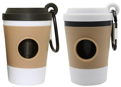 XFSRG Lot de 2 Distributeur Sac à Crottes Chien Design Tasse à Café Distributeur Portable pour Promenades et Voyages Accessoire pour Déjections Canines