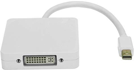 Wakects Mini Till -adapter, ABS 3 i 1 Mini Till DVI-omvandlarkabel, 1080P Guldpläterad Plug and Play för Datorskärm TV-projektor (Vit)