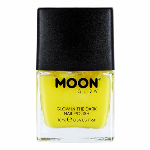 Moon Glow Esmalte de uñas que brilla en la oscuridad - Barniz de uñas fosforescente Amarillo 14 ml (Paquete de 1)