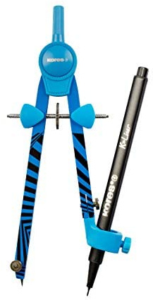 Kores GRAFIKO NEON, Zirkel Metall hochpräzise, schnelle Anpassung, inkl. 1 Stift-Adapter + Mine, im Kunststoff-Etui, farblich sortiert