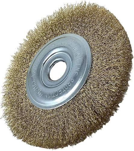 Spazzola Circolare Disco Filo Acciaio 150 mm (6'') per Smerigliatrice Mola da Banco – Spazzola a Filo Ondulato in Acciaio per Sbavatura, Satinatura e Lucidatura Metalli